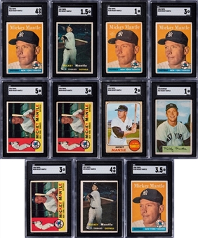 1954-68 Assorted Brands Mickey Mantle Card Collection (33) - Including 11 SGC Graded Cards 
